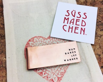 Personalized money clip made of copper, brass or aluminum * customized fathers day gift Valentines Day future husband brother * süssmädchen