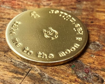 YOUR TEXT - coin as a good luck charm when exam * companion or encourager, pocket token hug as a personalized gift, hand-stamped plaque