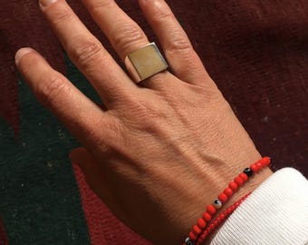 Vierkante zegelring van 925 sterling zilver – massief, mat of gepolijst, unisex