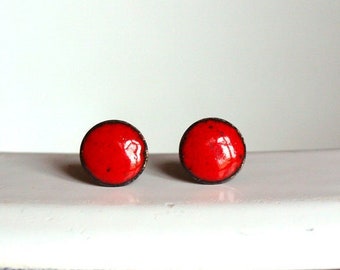 Coral red earrings