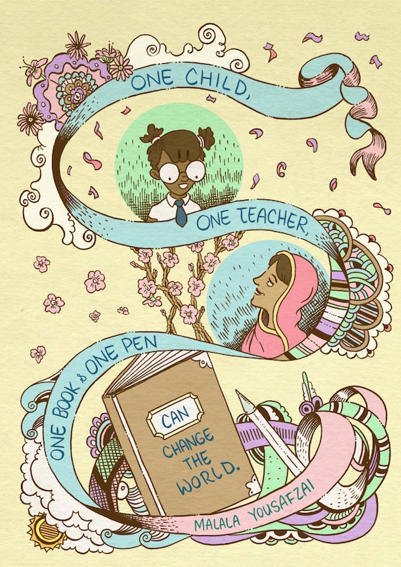 Malala Yousafzai Zitat Kunstdruck Recyclingpapier Etsy