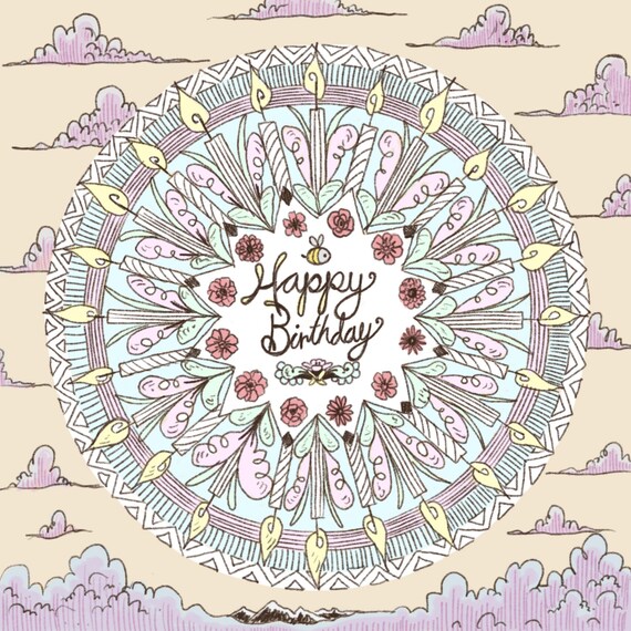 Carte De Joyeux Anniversaire Mandala Etsy Carte De Joyeux Anniversaire Mandala Etsy