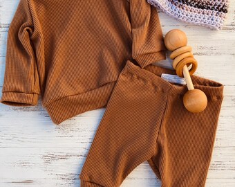 Gender neutral baby set, baby boy set, bring home outfit, newborn set, waffle knit