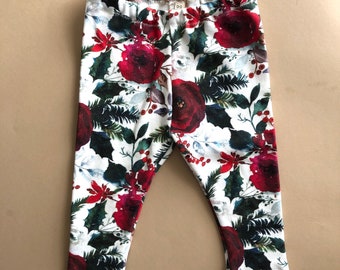 Christmas baby leggings 0/3 girls  clothes, organic cotton/ready to ship