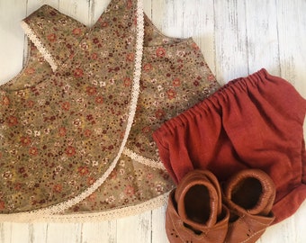 Pinafore top / cross back top / bloomers / pinafore / swing top / linen clothing