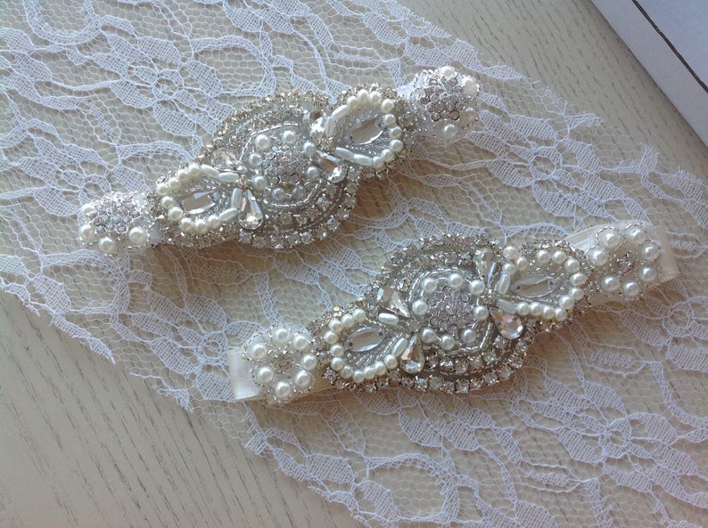 NINA Ivory Silver Beaded Bridal Cuff and Hair Clip Comb Set - Etsy