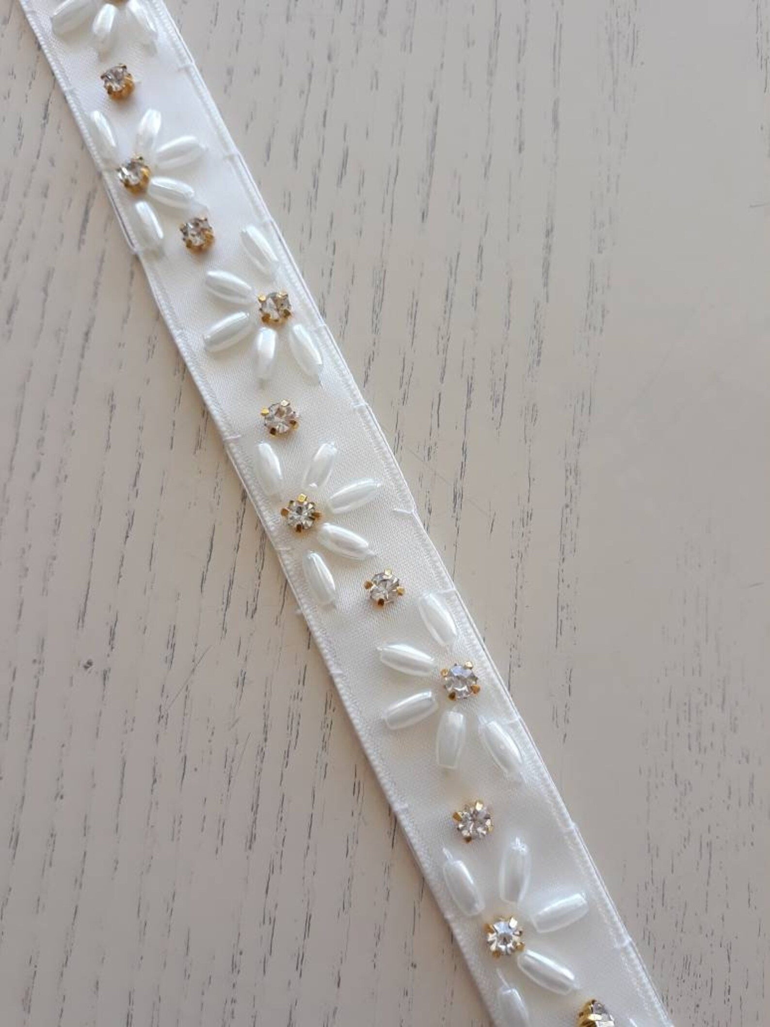 DAISY Nude Ivory Gold Skinny Satin Sparkly Beaded Diamanté - Etsy UK