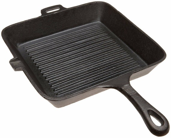 Old Mountain Cast Iron Preseasoned Square Frying Skillet Cooking Pan Ridged  