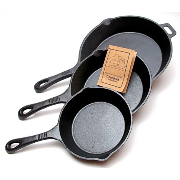 Old Mountain Cast Iron 3 Piece Skillet Set 