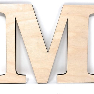 Gocutouts 12" Madera M Letras de Madera Sin Terminar Pintura Lista Noticias de Decoración de Pared (12" - 1/4" de Espesor, M)