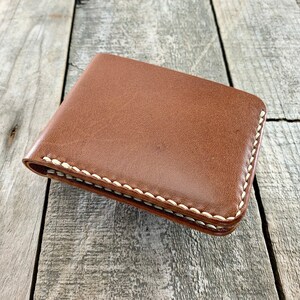 Kangaroo Leather Wallet in Cognac with Cream thread