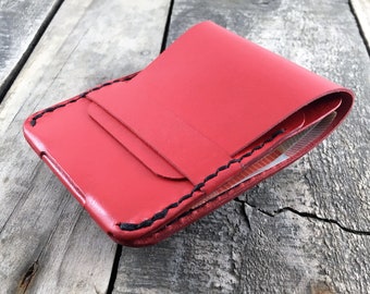 Cartera minimalista de piel de canguro grabada: diseño fino con 2 bolsillos para tarjetas y 1 bolsillo para efectivo para hombres y mujeres
