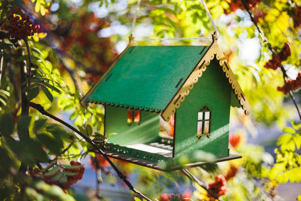 Mangeoire d'oiseaux/Maison Mangeoire en Bois Décoration de Jardin Suspendus Artisanat à La Main Fait