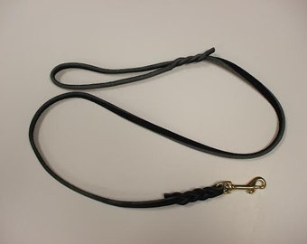 Ultra Soft Leather Dog Leash With Braided Ends 3/8"