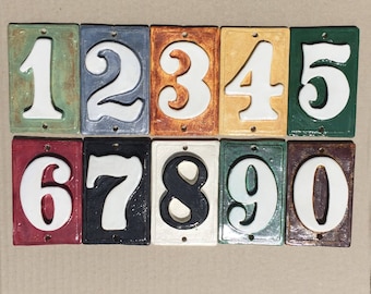 Tile numbers with/without holes. Narrow 2 5/8" perfect for Apart.,Condo, Mailbox post or Home.