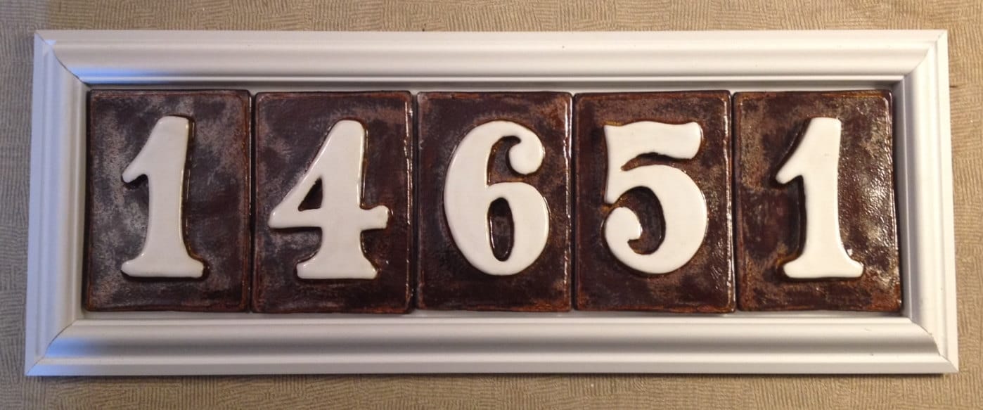 House number tile plaque. 5 number style. Pvc and Etsy