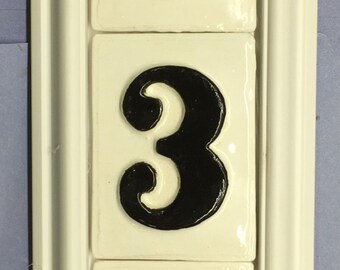 3 number address tile framed plaque with tiles included.