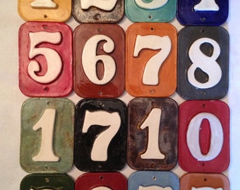 Mailbox post address numbers. Weatherproof glazed tile with colors of your choice.