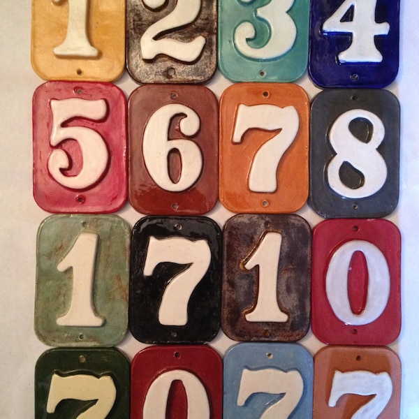 Mailbox post address numbers. Weatherproof glazed tile with colors of your choice.