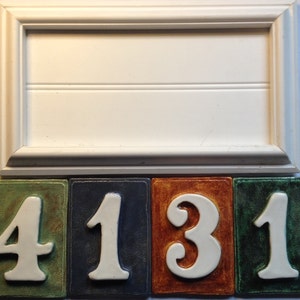Address plaque sign for house numbers  Handmade ceramic tiles white pvc frame. weatherproof, choice of colors. For home, house or  business
