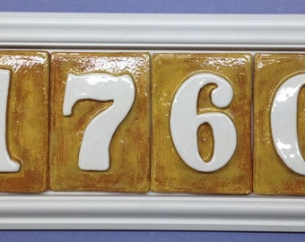 Framed address sign. 4 number Rust shown. Weatherproof.