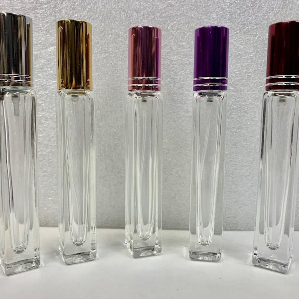10ML Refillable Mini Perfume Bottle, Portable, Spray Atomizer, Perfume Bottle, Empty Refillable Bottle, choose cap color