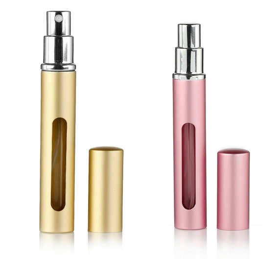 Empty Perfume Atomizer Refillable Glass Spray Perfume Bottle, Travel Cologne Bottle Portable, 2 Pack Gold &Silver 30ml Clear Vintage Essential Oil