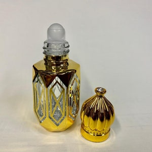 New Low Price 6 ML Mini Roll-On Perfume Bottle Crystal Glass Attar Bottle Gold Color Decoration Perfume Bottle Empty Refillable Bottle