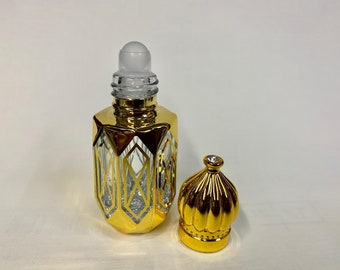New Low Price 6 ML Mini Roll-On Perfume Bottle Crystal Glass Attar Bottle Gold Color Decoration Perfume Bottle Empty Refillable Bottle