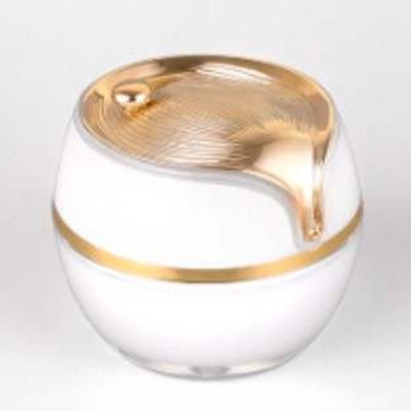 20ml White Plastic Cosmetic Jar, Face Cream Jar, Salve Jar, Cream Jar, Empty Refillable Cosmetic Container, Gold Top Lid