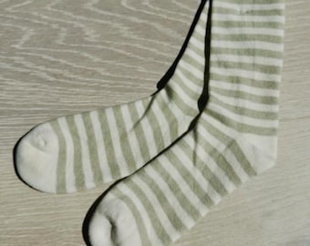 Unisex Organic Cotton Stripe Socks // Tough Socks // Crew Cushion Socks // Casual Socks // Running Socks // Toxic-Free No Chemicals //No Dye