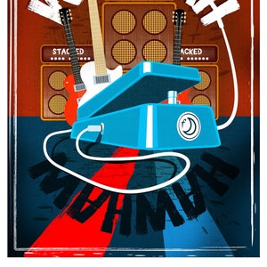 Wah Wah Pedal Poster Illustration, 18x24 Print, Rock Art