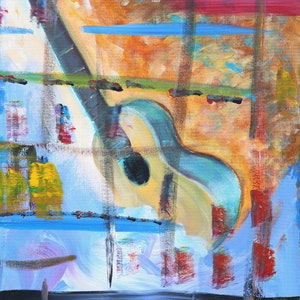 Acoustic Guitar Painting, Art Print, 18x24, Abstract Painting, Modern Art