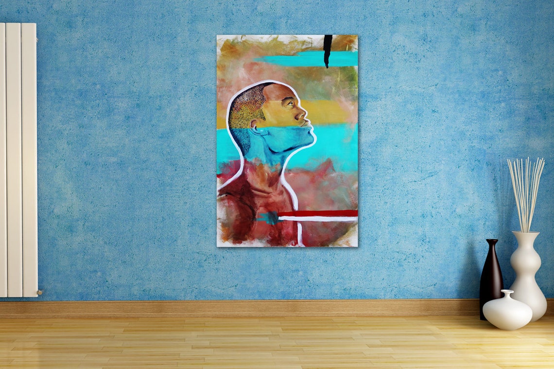 African American Man Abstract Portrait Wall Art Etsy UK