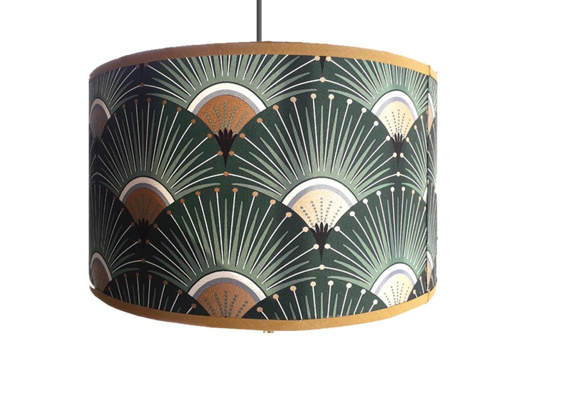 ABAT JOUR motif art déco vert et doré - Etsy France
