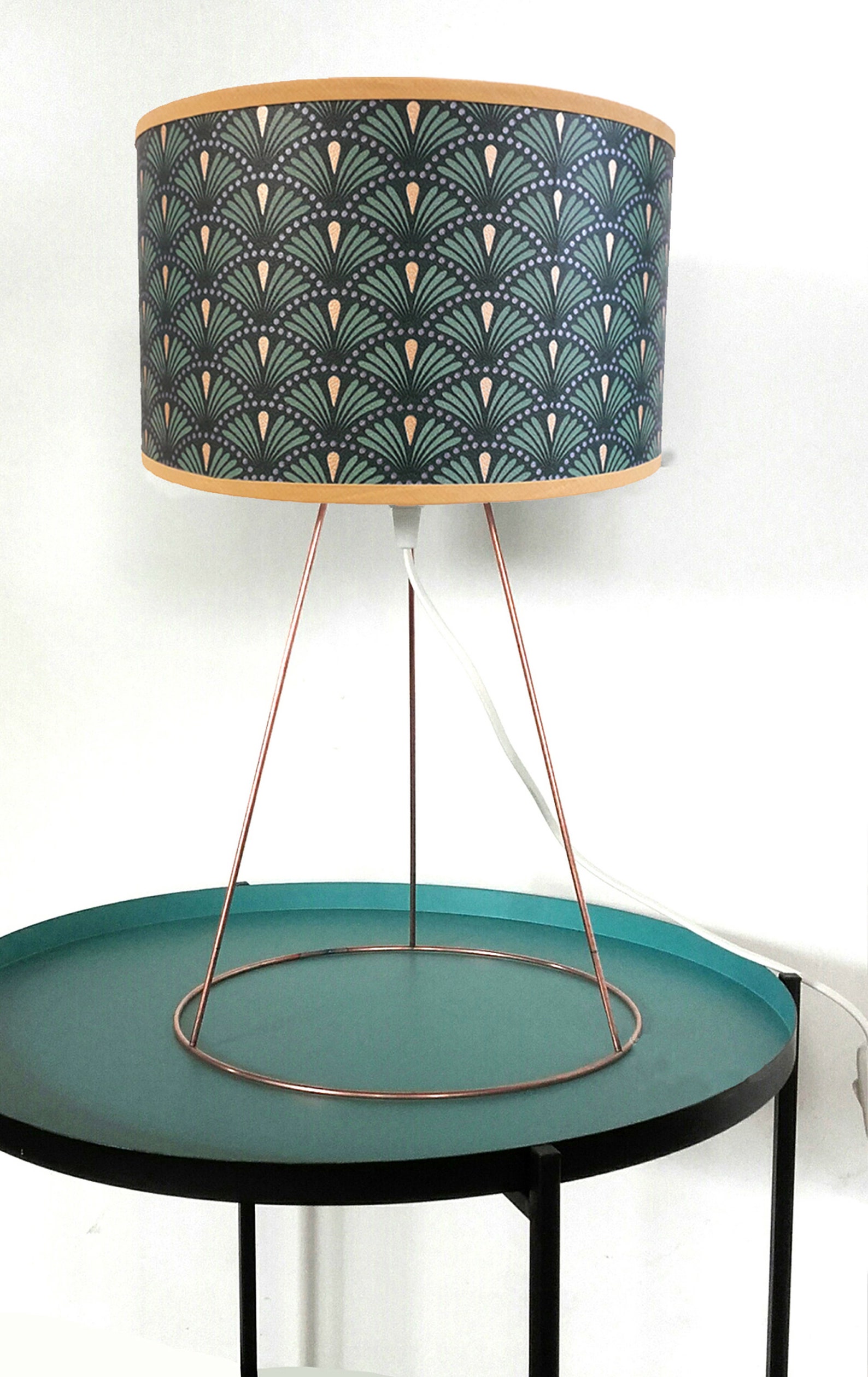 ABAT JOUR motif art déco vert et doré - Etsy France
