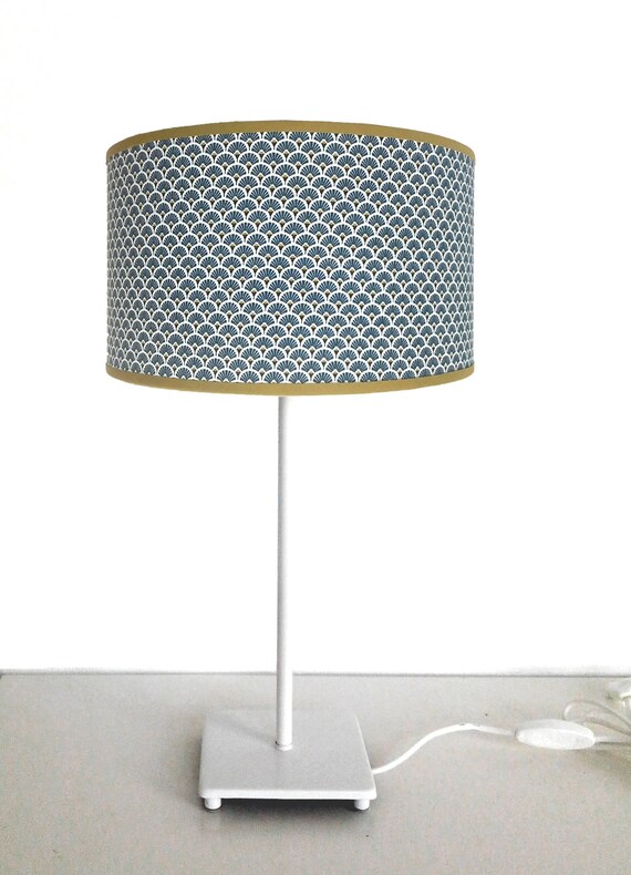 Abat Jour Motif Art Déco éventails Bleus Et Jaunes
