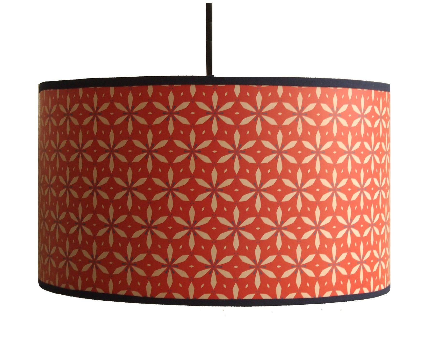 ABAT JOUR motif vintage fleurs rouges Etsy