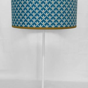 ABAT JOUR motif art deco palmes bleues canard et jaune image 2