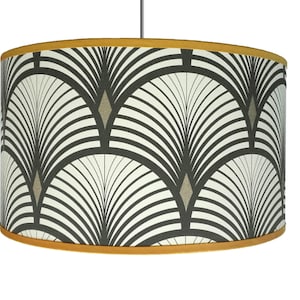 LAMPSHADE with gray and golden art deco pattern
