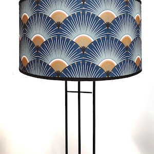 Blue and gold art deco pattern lampshade