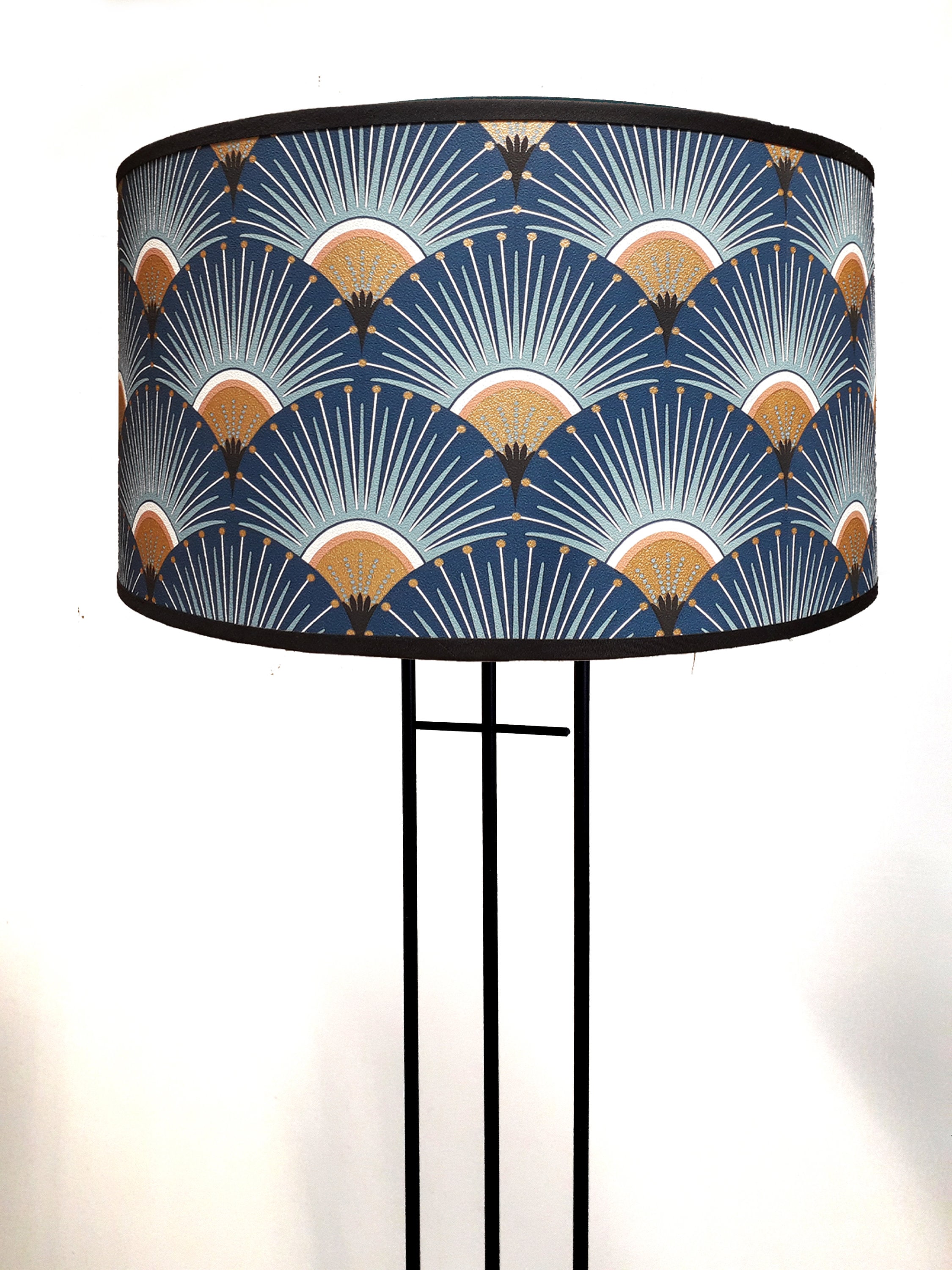 ABAT JOUR motif art déco bleu et doré | Etsy