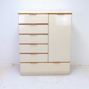 LANE Vintage Cream Lacquer Post Modern Dresser