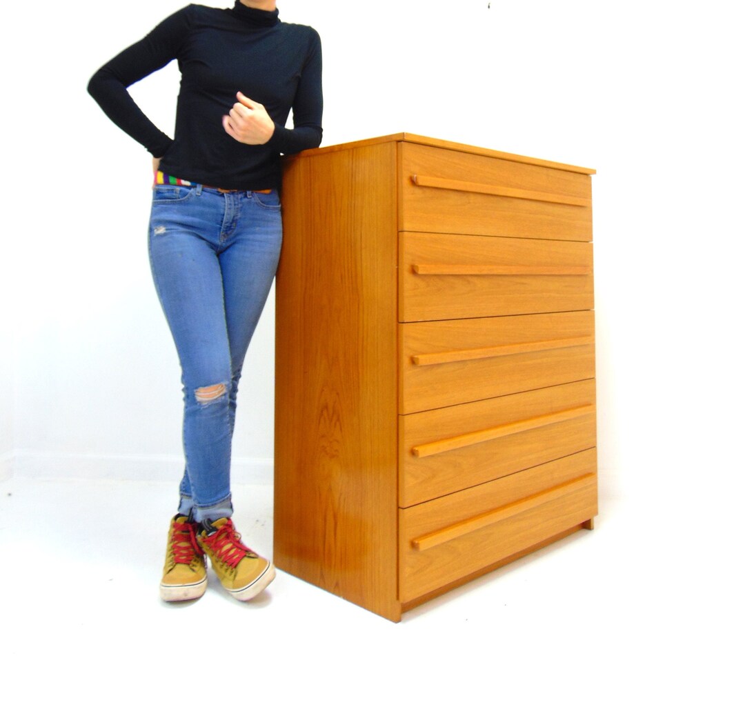 Danish Teak Tallboy Dresser Etsy
