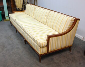 Vintage Mid Century Elegant Gold Striped Sofa