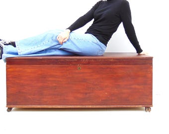 Antique Wood Trunk on Wheels