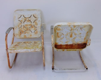Pair of Art Deco Metal Patio Rocking Chairs