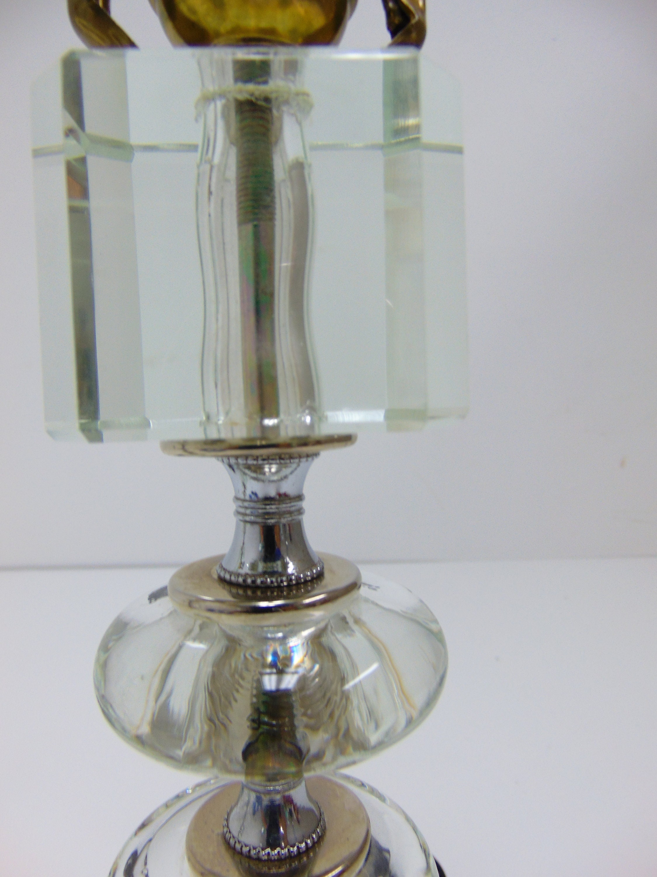 Pair of Vintage Crystal / Glass Lamps Etsy