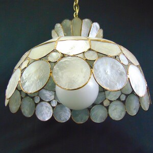 Capiz Shell Vintage Mid Century Chandelier Etsy Australia