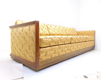 Vintage Mid Century Low Profile Sofa with Wood Framing